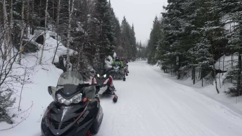 Snowmobiles Lined Up