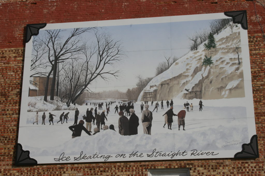 Skating on the Straight River mural